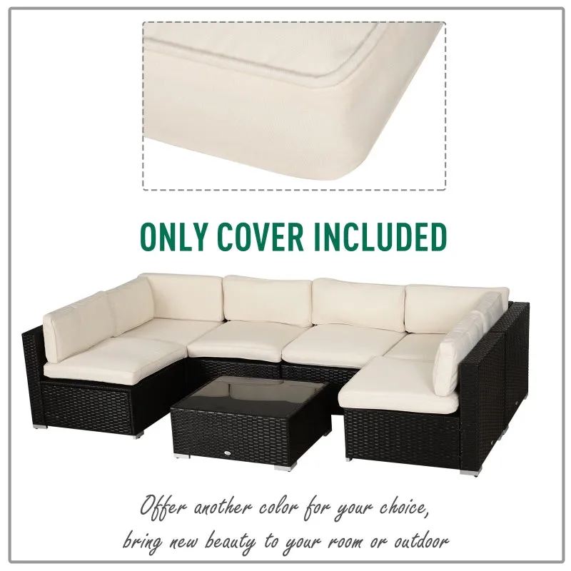 14pc Patio Rattan Sofa Set Cushion Cover - White
