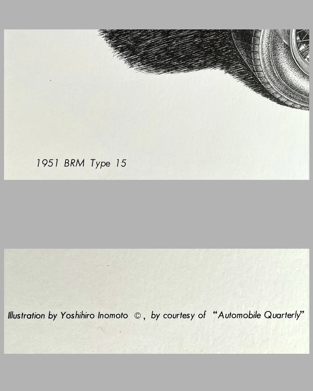 1951 BRM T15 Formula 1 cutaway by Yoshihiro Inomoto print, 1979