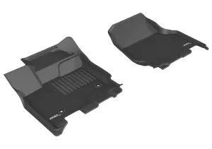 3D MAXpider Kagu Floor Liner - Front - Black/Textured - SuperCrew - Ford Fullsize Truck 2015-21 - (Pair)