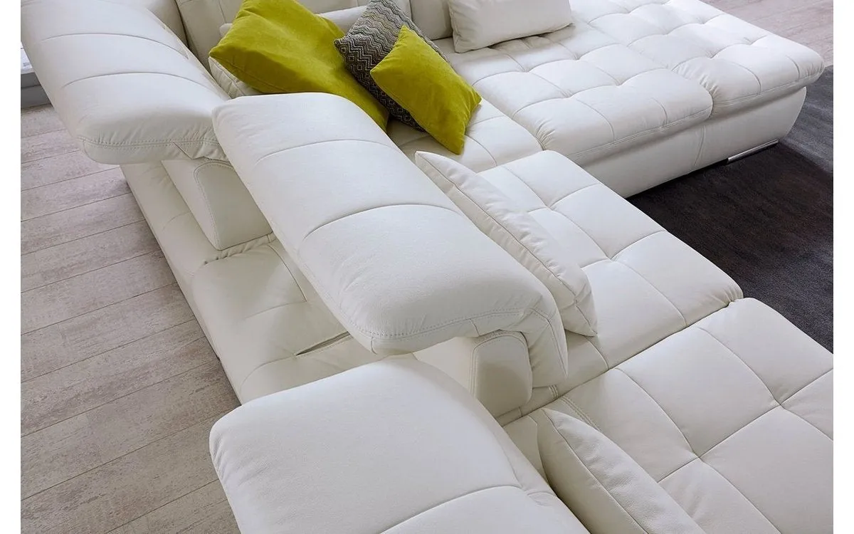 Alpine Sectional Sofa in Punch White Leather