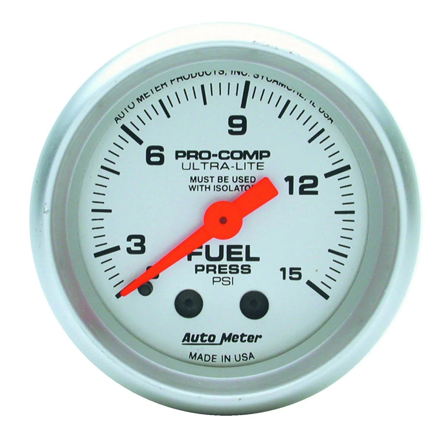 AutoMeter 4311 GAUGE; FUEL PRESSURE; 2 1/16in.; 15PSI; MECHANICAL; ULTRA-LITE