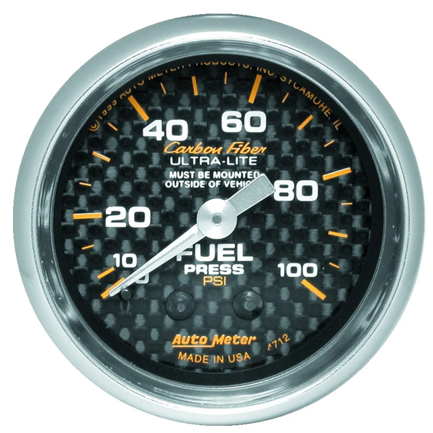 AutoMeter 4712 GAUGE; FUEL PRESSURE; 2 1/16in.; 100PSI; MECHANICAL; CARBON FIBER