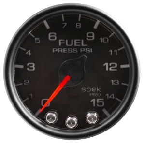 AutoMeter P31532 GAUGE; FUEL PRESS; 2 1/16in.; 15PSI; STEPPER MOTOR W/PEAK/WARN; BLK/BLK; SPEK