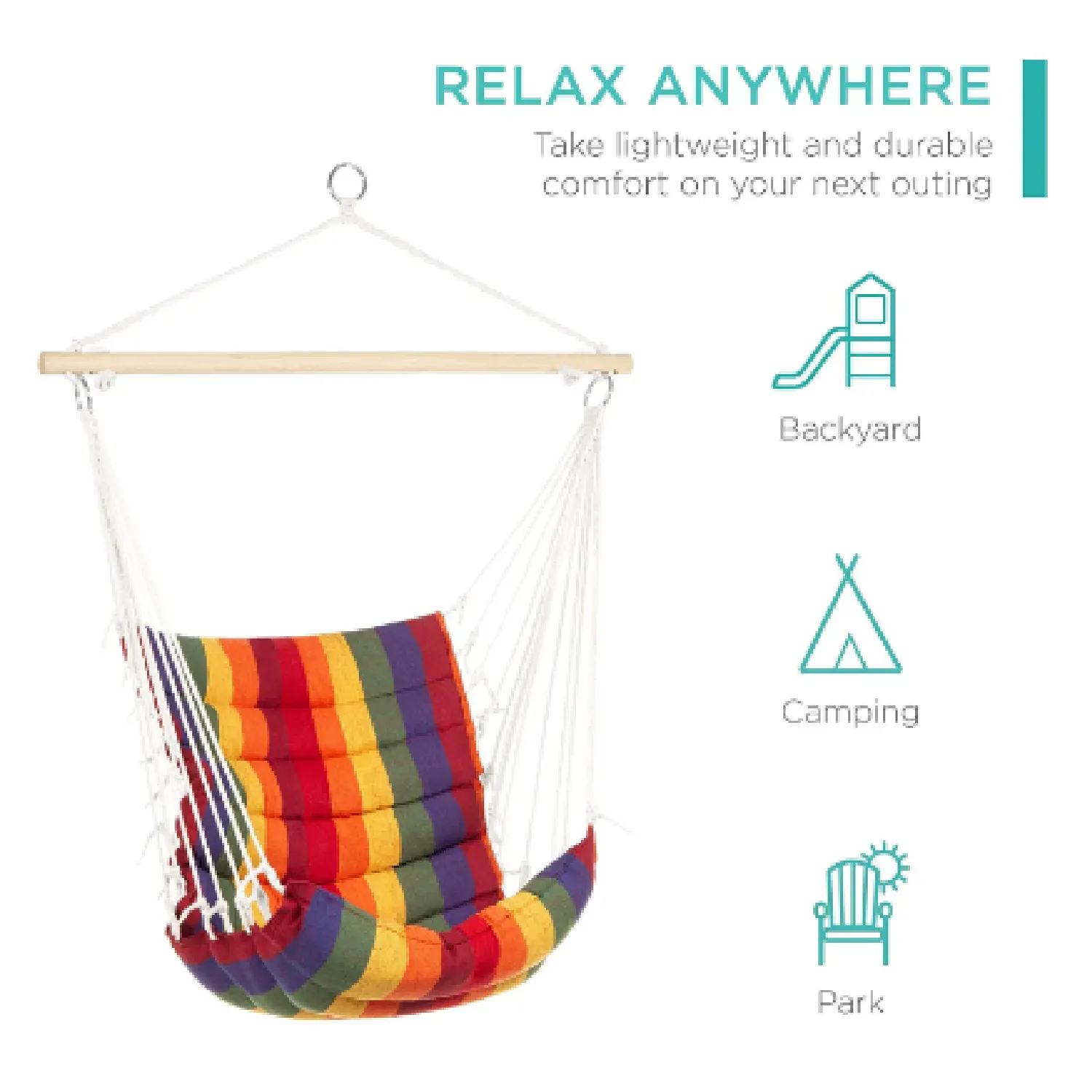 Best Choice Products Cotton Hammock Chair  | Padded Pendant