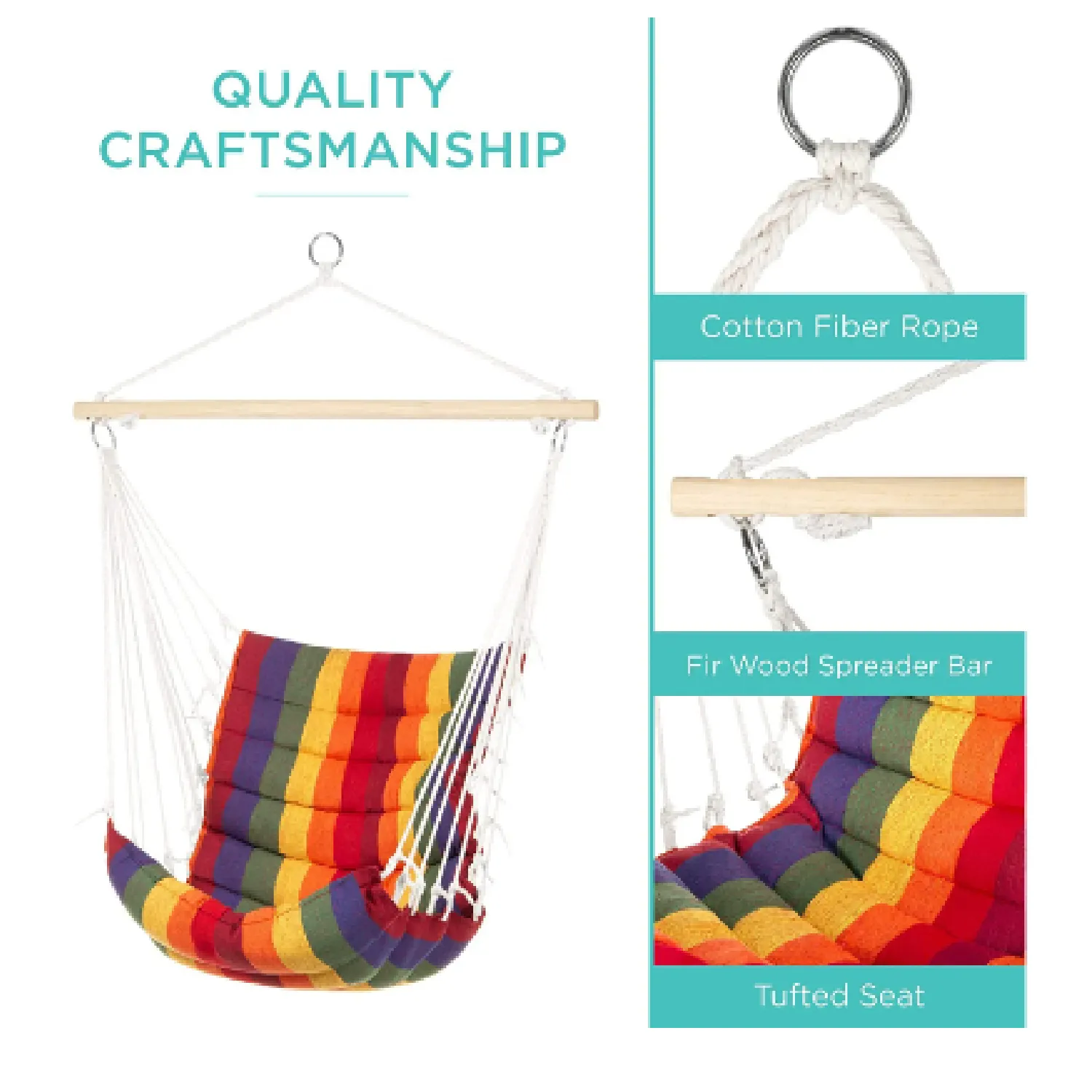 Best Choice Products Cotton Hammock Chair  | Padded Pendant