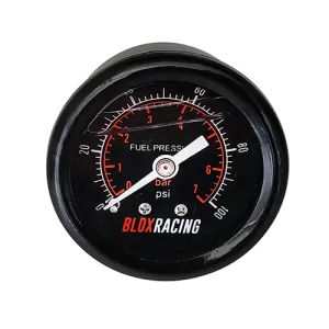 Blox Racing Liquid-Filled Fuel Pressure Gauge 0-100psi (Black Face) - BXGA-00125-BK