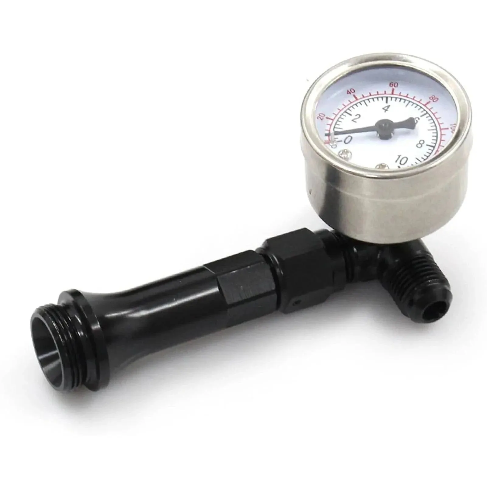 Braided AN6 Dual Feed Carb Fuel Line Double Pump with Vacuum Pressure Gauge for 4150 Holley Carburetor 7/8''-20 Thread