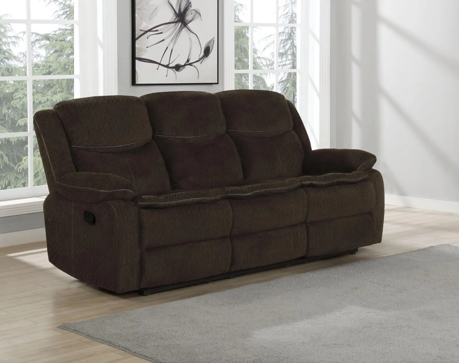 Brown - Jennings Upholstered Motion Sofa With Drop-down Table Brown
