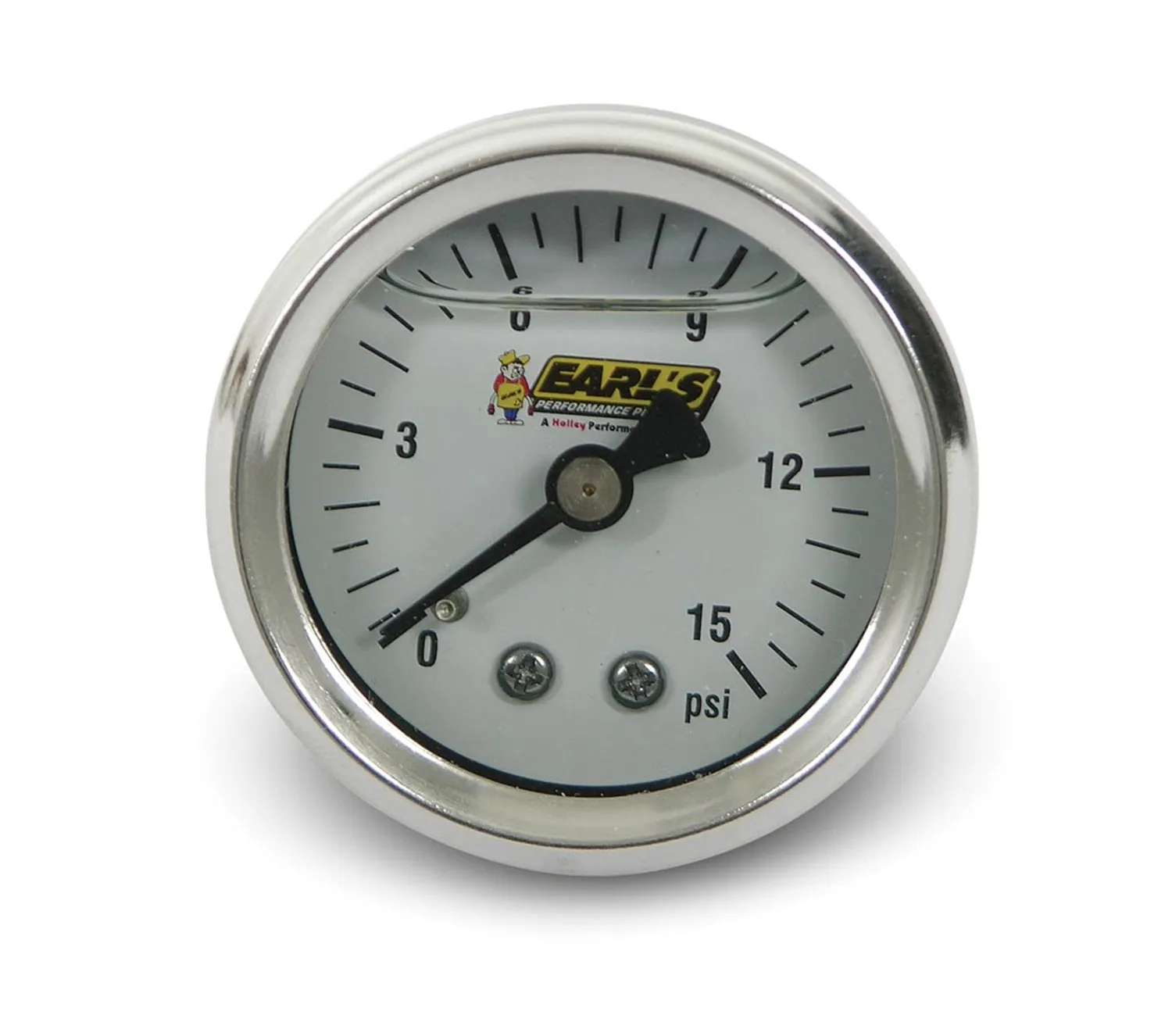 Earl's Performance 100189ERL Fuel Pressure Gauge; 1.5 in. Body Dia.; 0-15 PSI; 1/8 NPT Male Thread On Back;