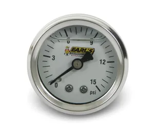 Earl's Performance 100189ERL Fuel Pressure Gauge; 1.5 in. Body Dia.; 0-15 PSI; 1/8 NPT Male Thread On Back;