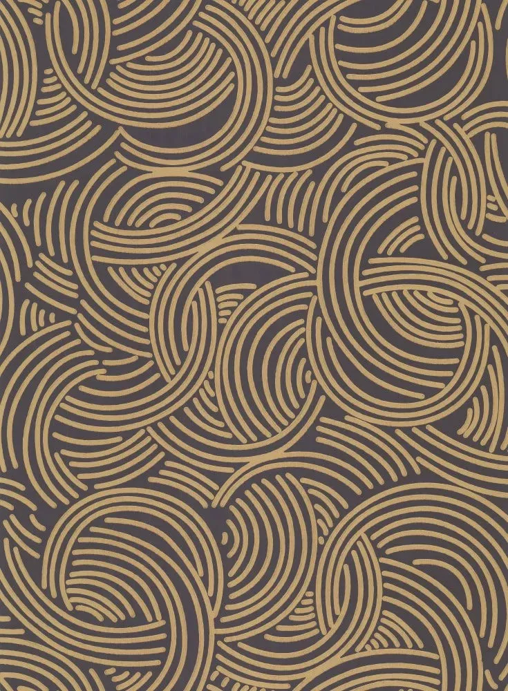 Farrow & Ball Wallpaper Tourbillon BP 4809 Black/Gold