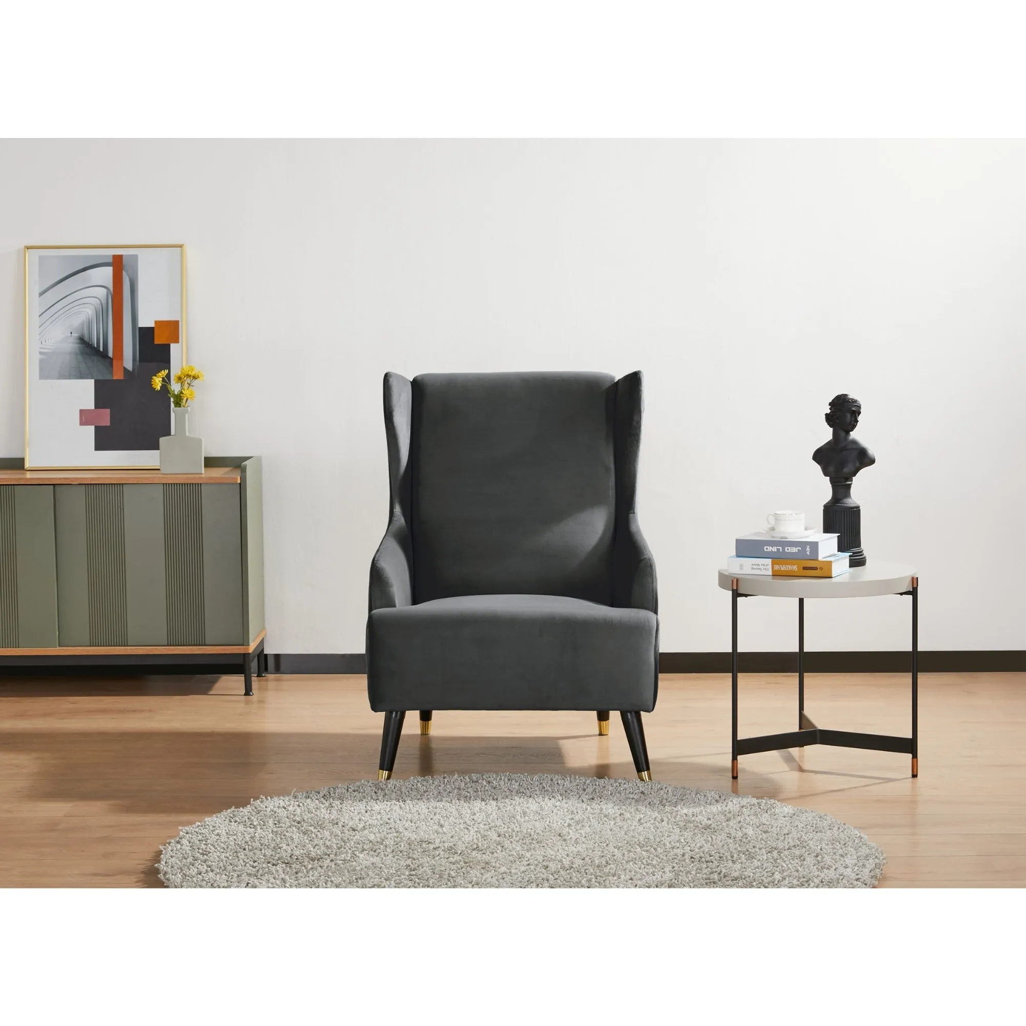 Grey Scandinavian Fabric Upholstered Accent Chair - Sylvia