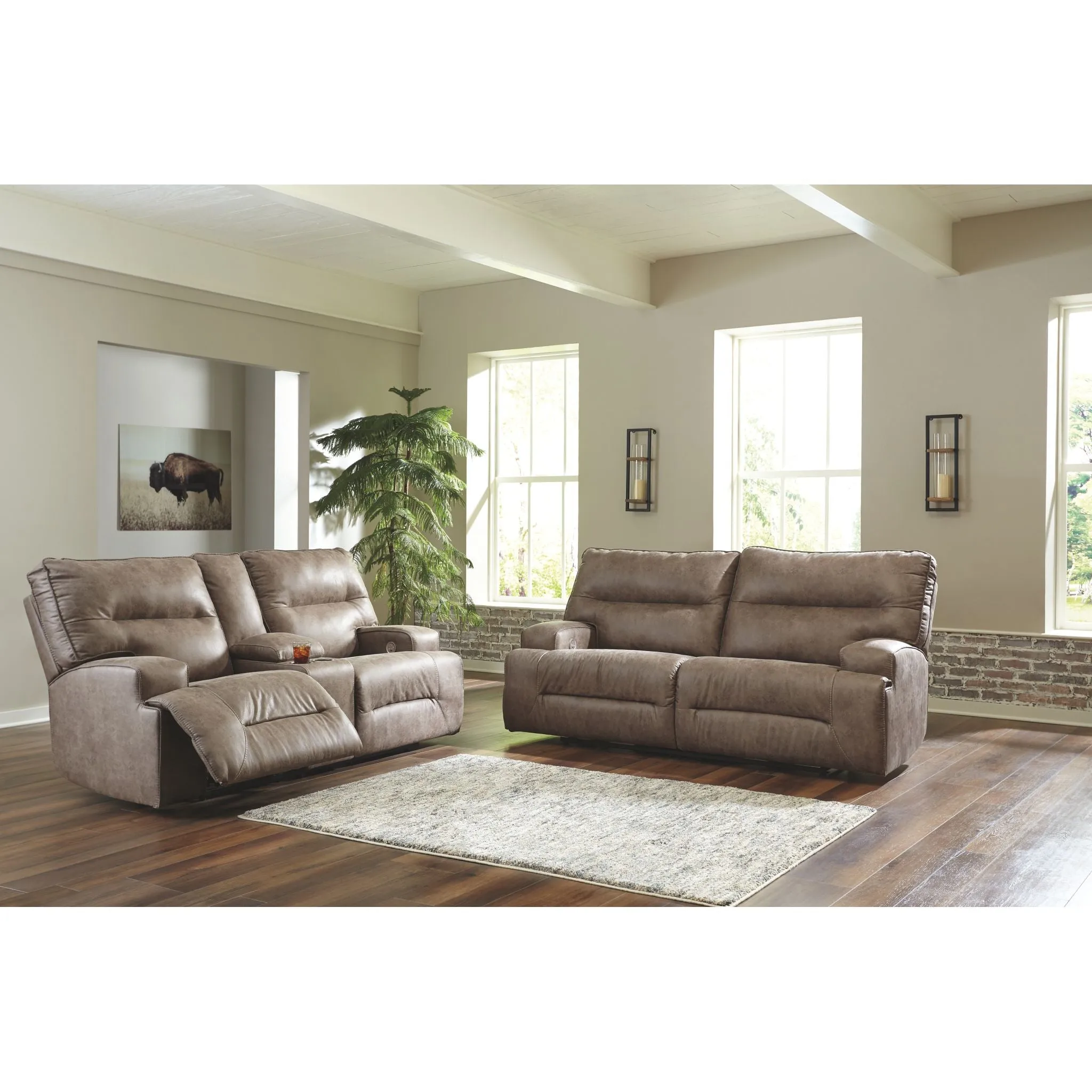 Hazenburg- EXCLUSIVE Reclining Power Loveseat with Console