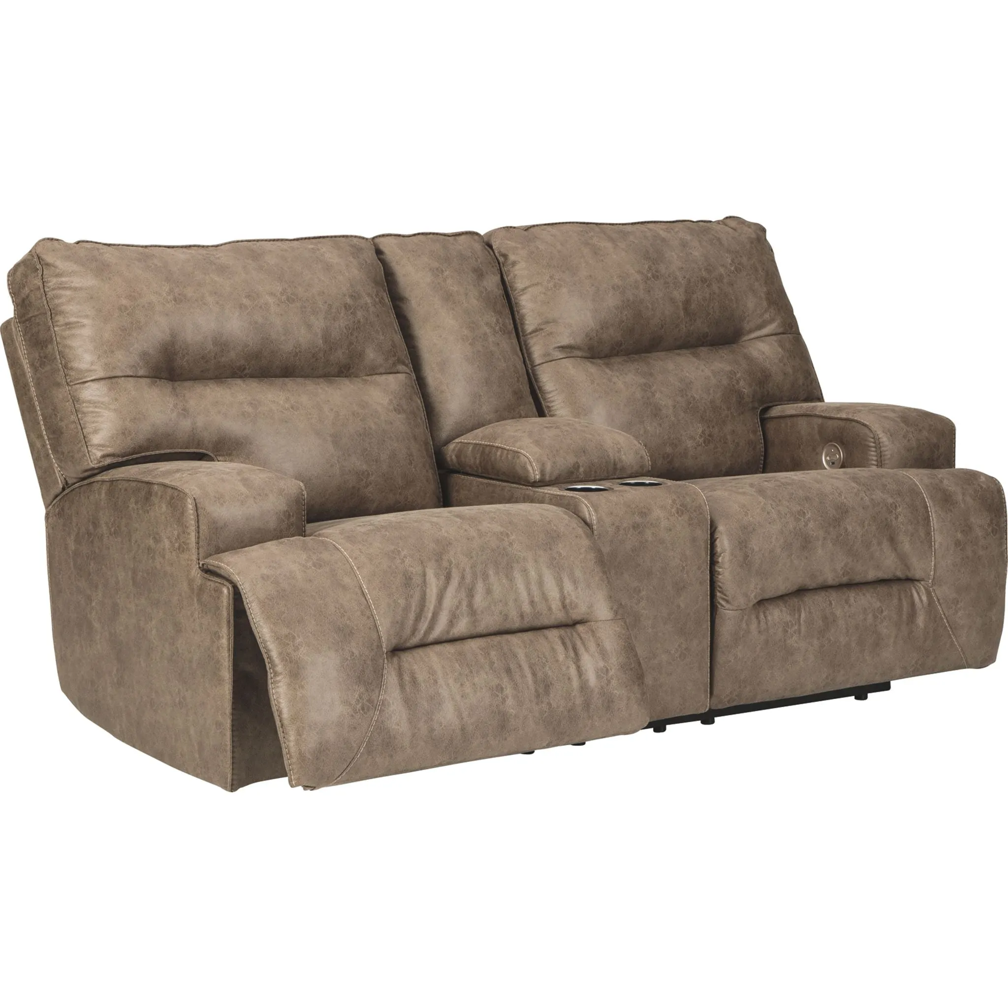 Hazenburg- EXCLUSIVE Reclining Power Loveseat with Console