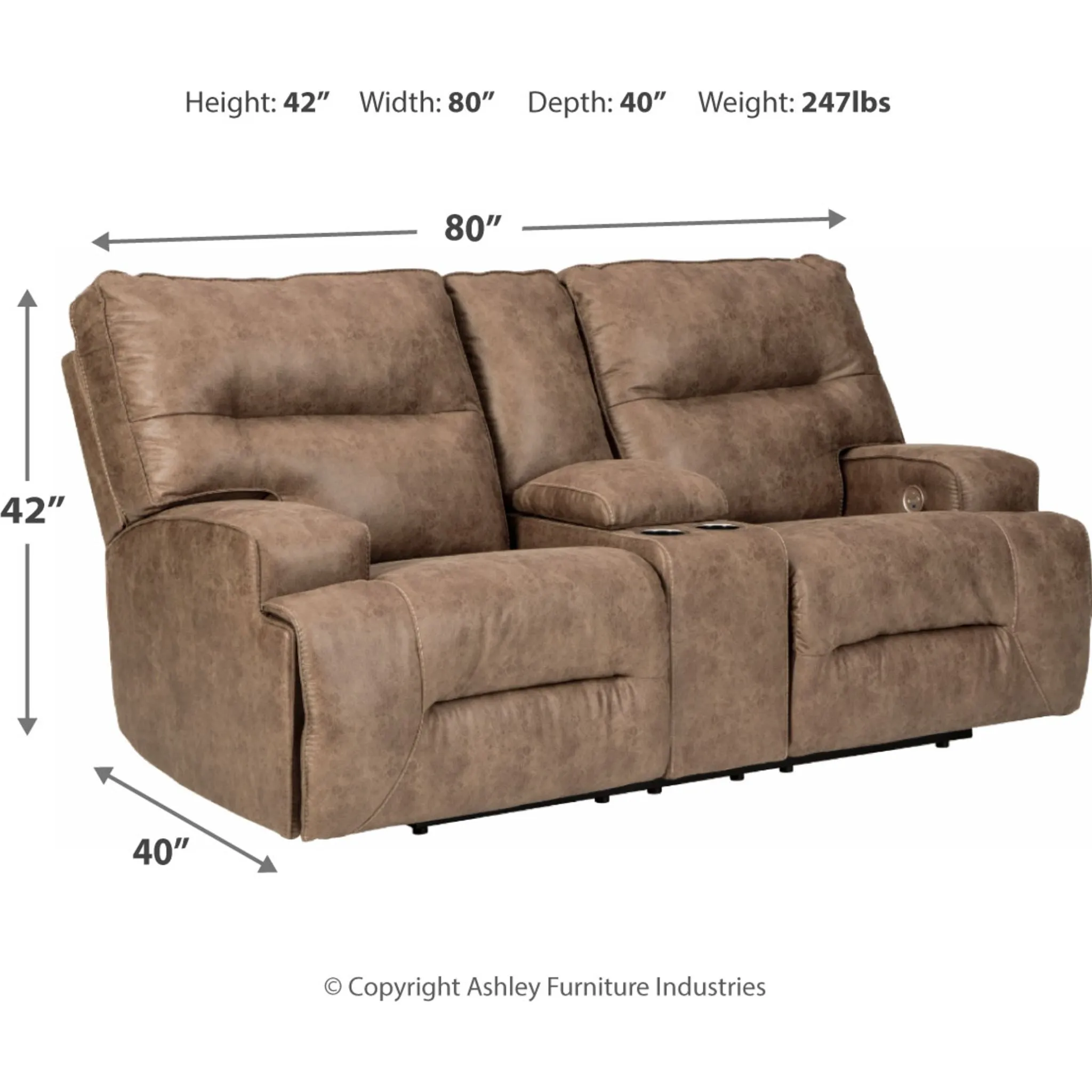 Hazenburg- EXCLUSIVE Reclining Power Loveseat with Console