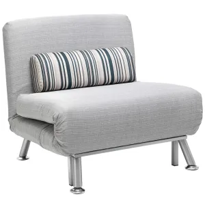 HOMCOM Convertible Single Sofa Bed - Multi-Function, Space-Saving 1 Person Sleeper with Adjustable Back and Pillow, Grey