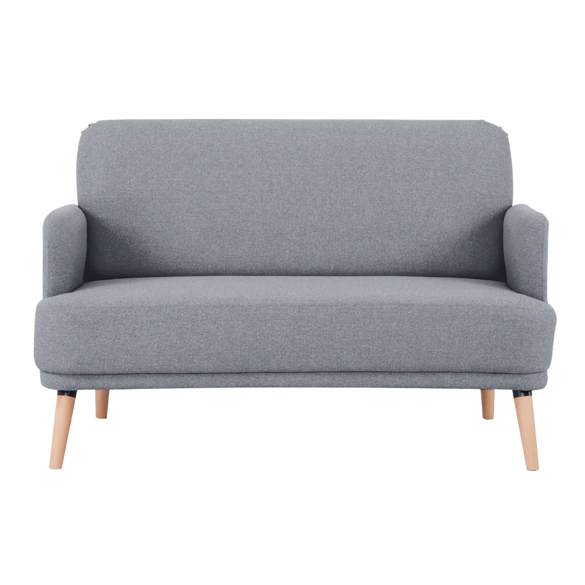 Light Grey Upholstered 2-Seater Sofa, Foam Support, Scandinavian Style