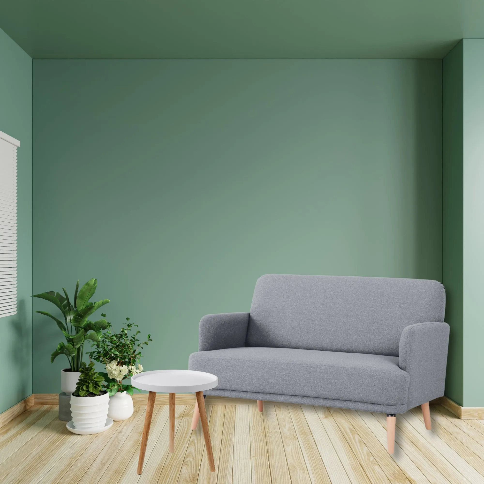 Light Grey Upholstered 2-Seater Sofa, Foam Support, Scandinavian Style
