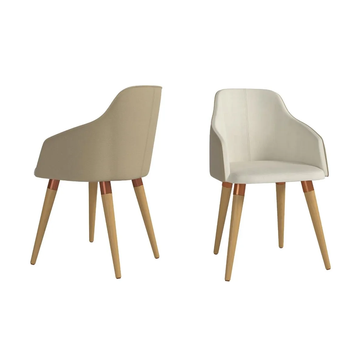 Martha Double-Sided Fabric Leather Accent Chair in Beige