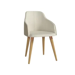 Martha Double-Sided Fabric Leather Accent Chair in Beige