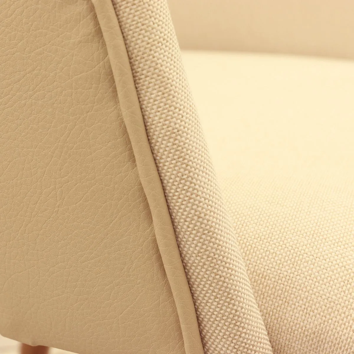 Martha Double-Sided Fabric Leather Accent Chair in Beige