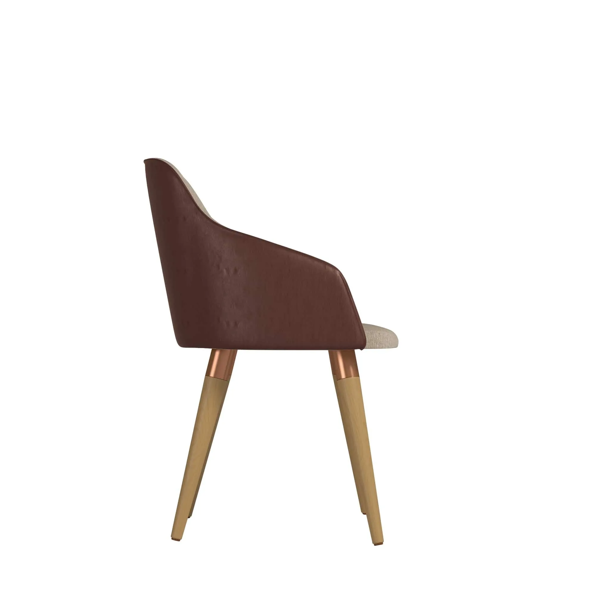 Martha Double-Sided Fabric Leather Accent Chair in Brown - Set of 2