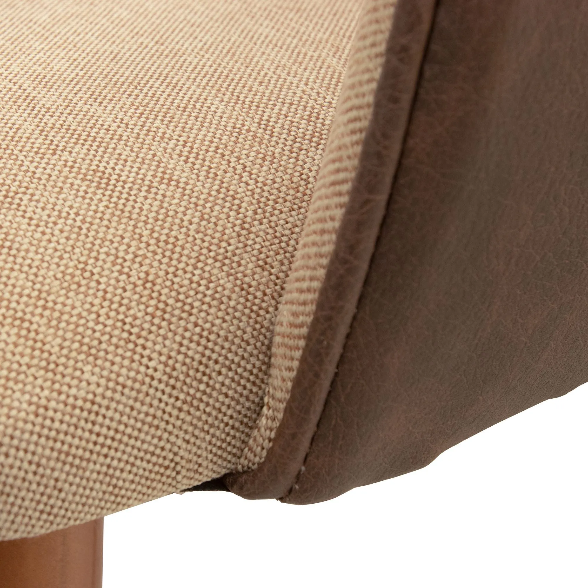 Martha Double-Sided Fabric Leather Accent Chair in Brown - Set of 2
