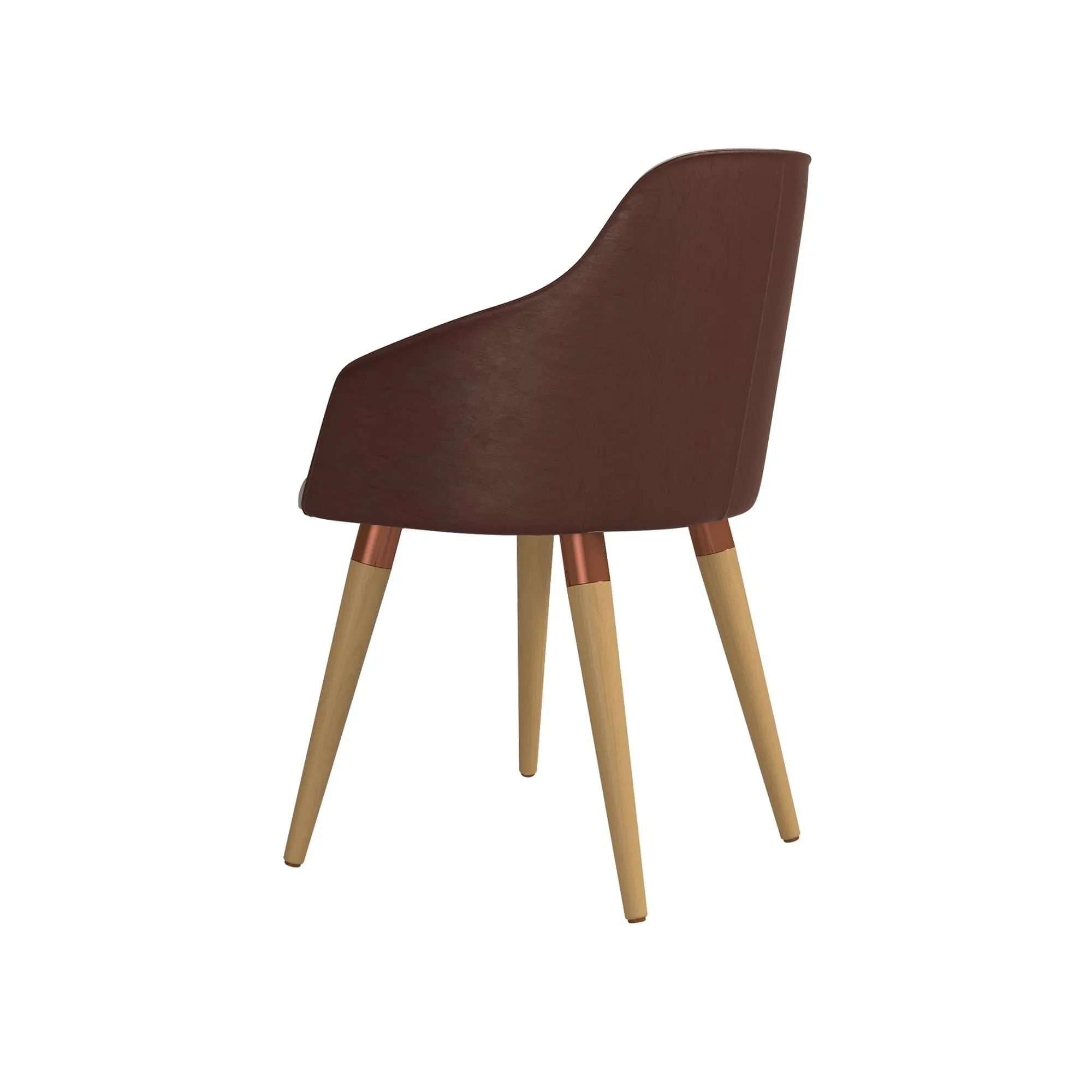 Martha Double-Sided Fabric Leather Accent Chair in Brown - Set of 2