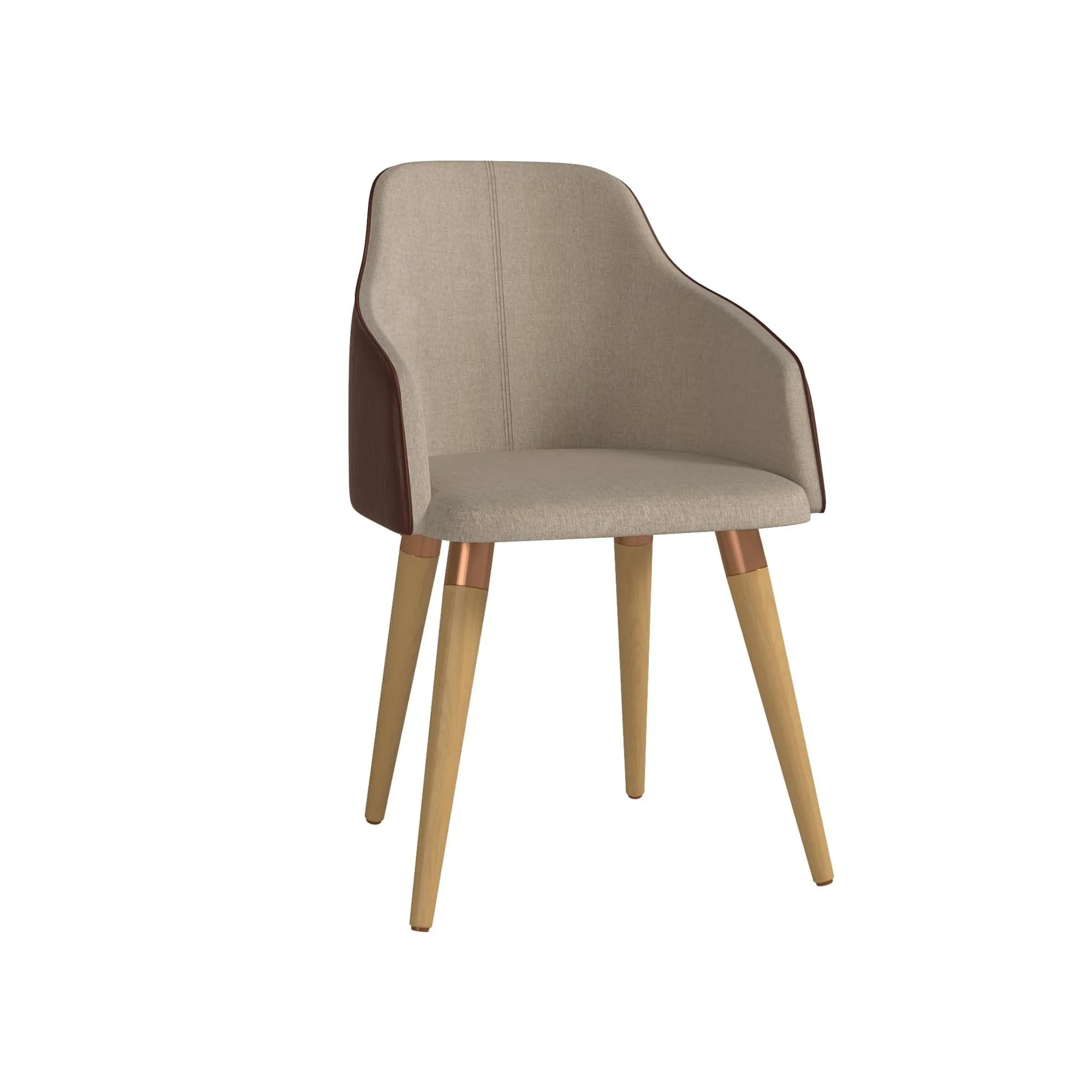 Martha Double-Sided Fabric Leather Accent Chair in Brown - Set of 2