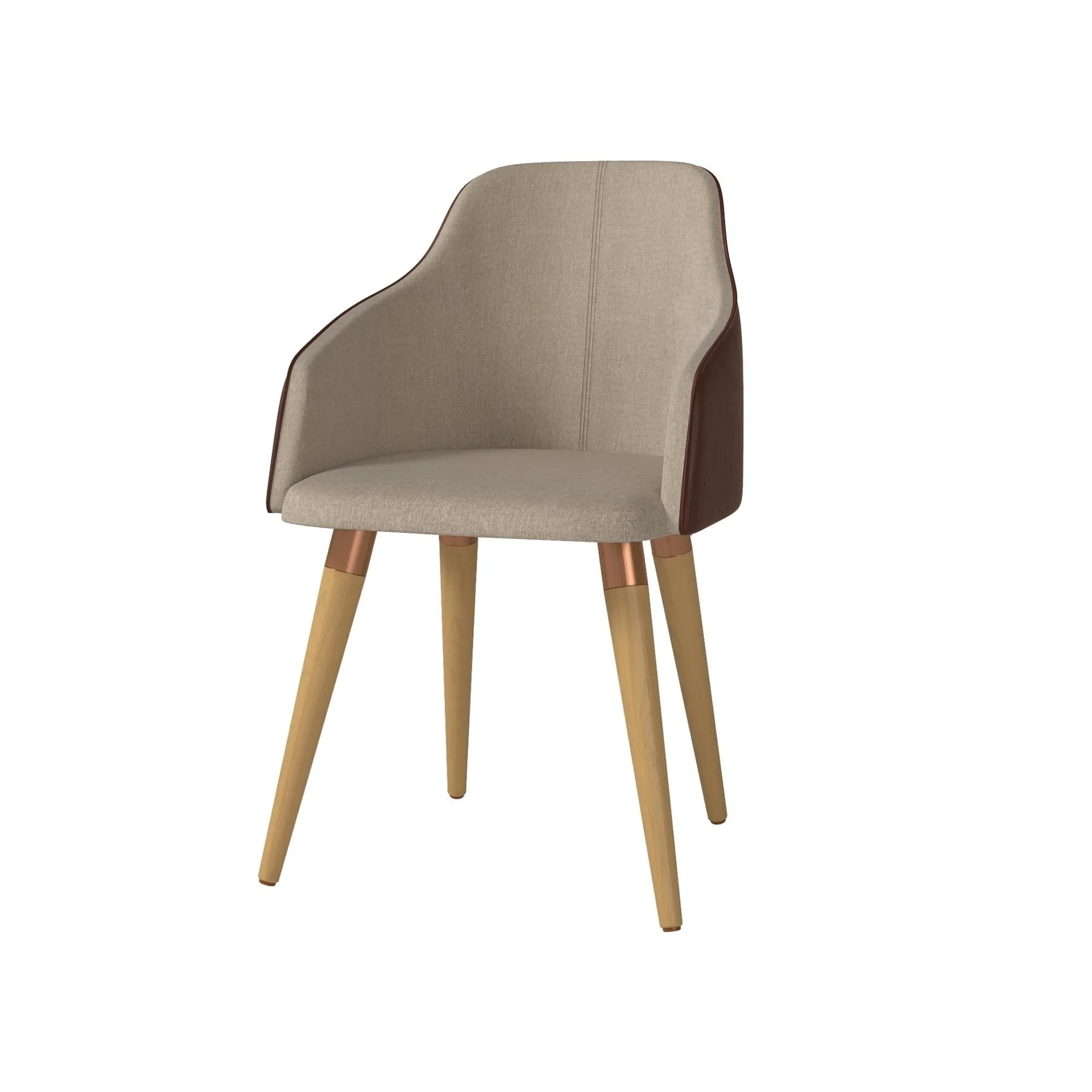 Martha Double-Sided Fabric Leather Accent Chair in Brown - Set of 2