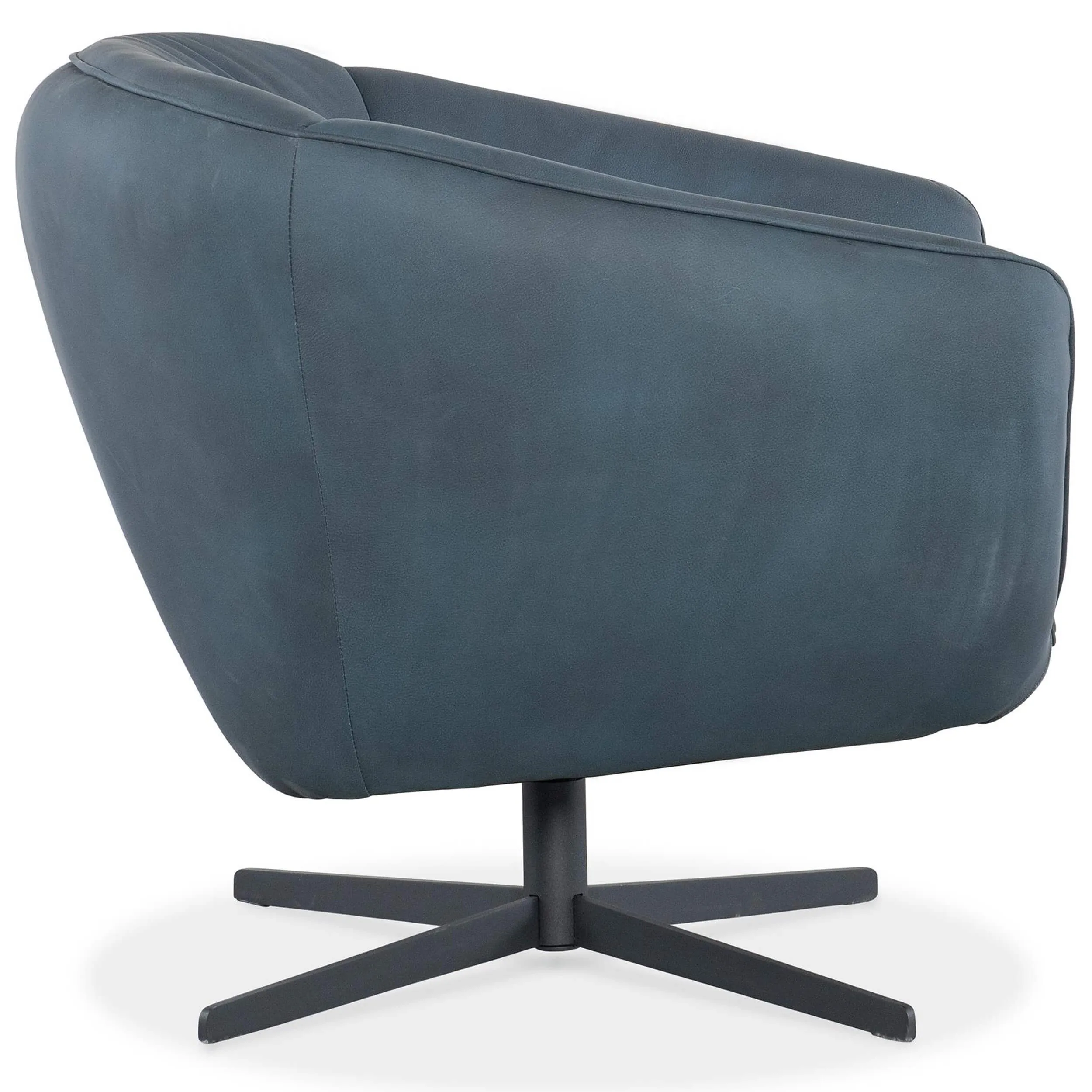 Mina Leather Swivel Chair, Buckskin Navy