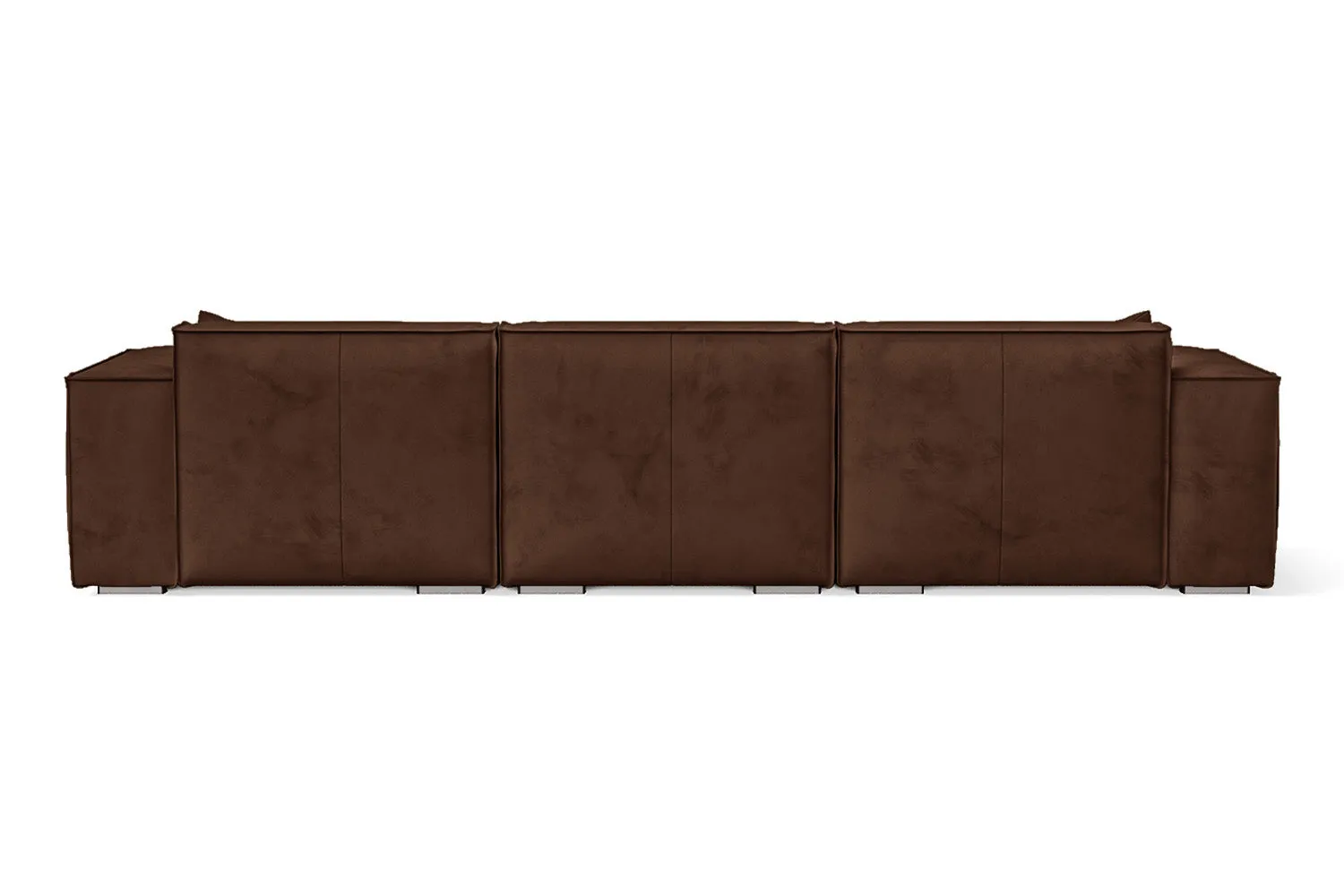 Naples 3 Seater Right Hand Facing Chaise Lounge Corner Sofa Coffee Brown Velvet
