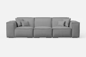 Naples 3 Seater Sofa Grey Leather