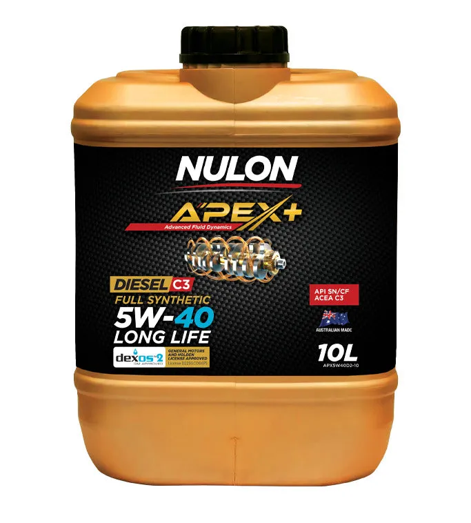 Nulon Apex  5W-40 Full Synthetic Long Life dexos2 SN/CF/C3 DPF Suitable Diesel Engine Oil - 10L - APX5W40D2-10