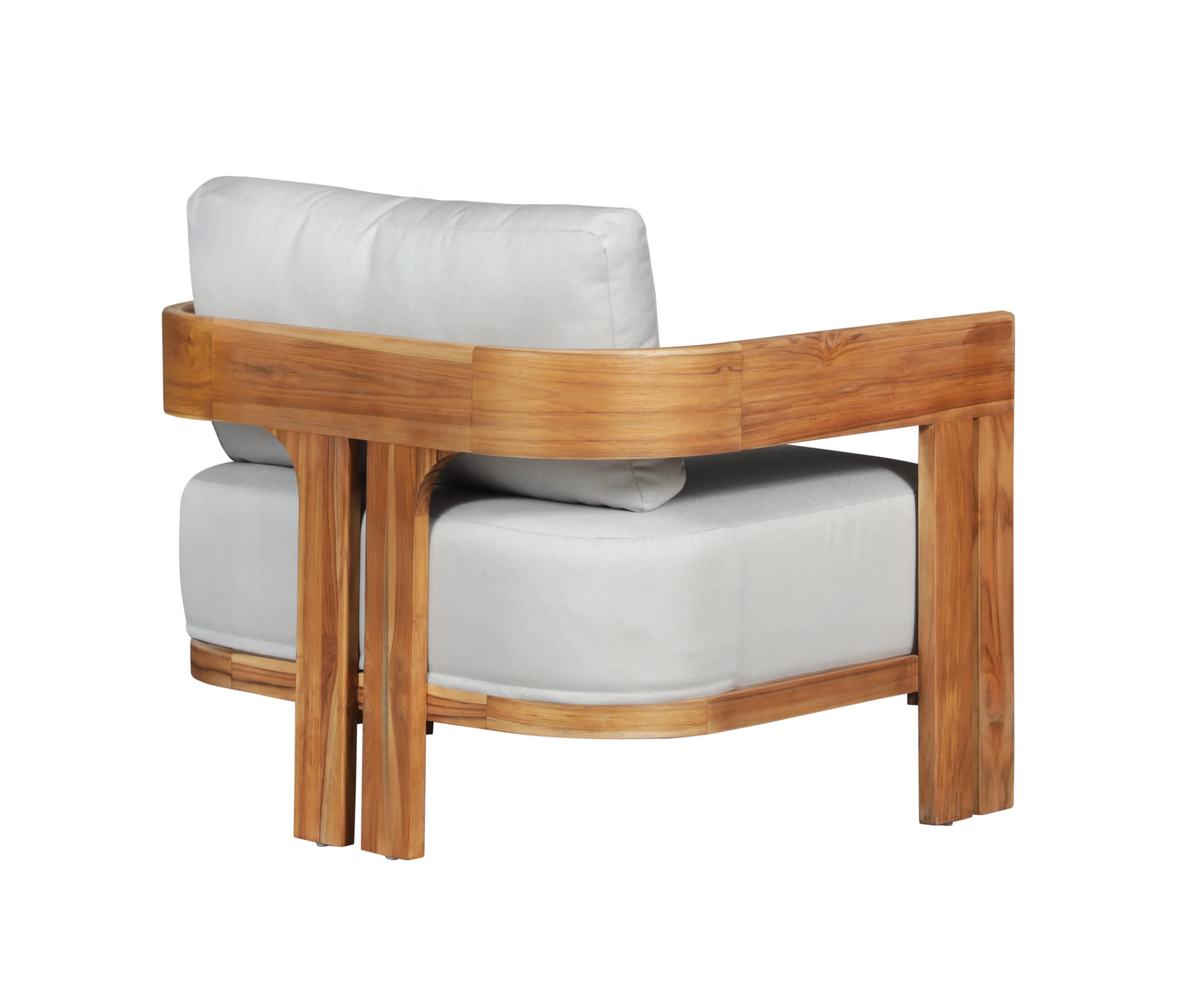 Paradiso Outdoor Solid Teak Wood Chair - Light Grey fabric