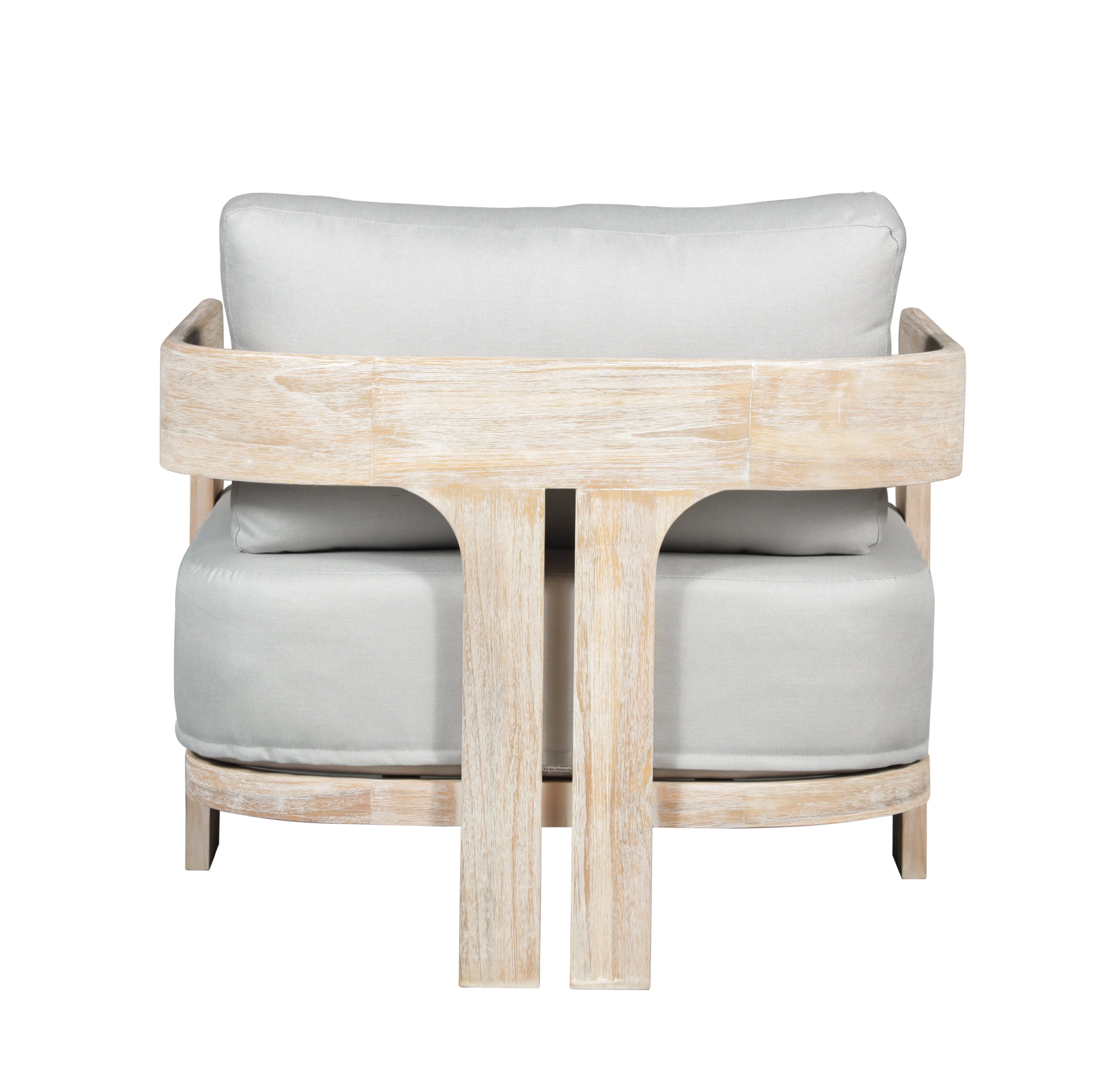 Paradiso Outdoor Solid Teak Wood Chair Natural look - Light Grey fabric