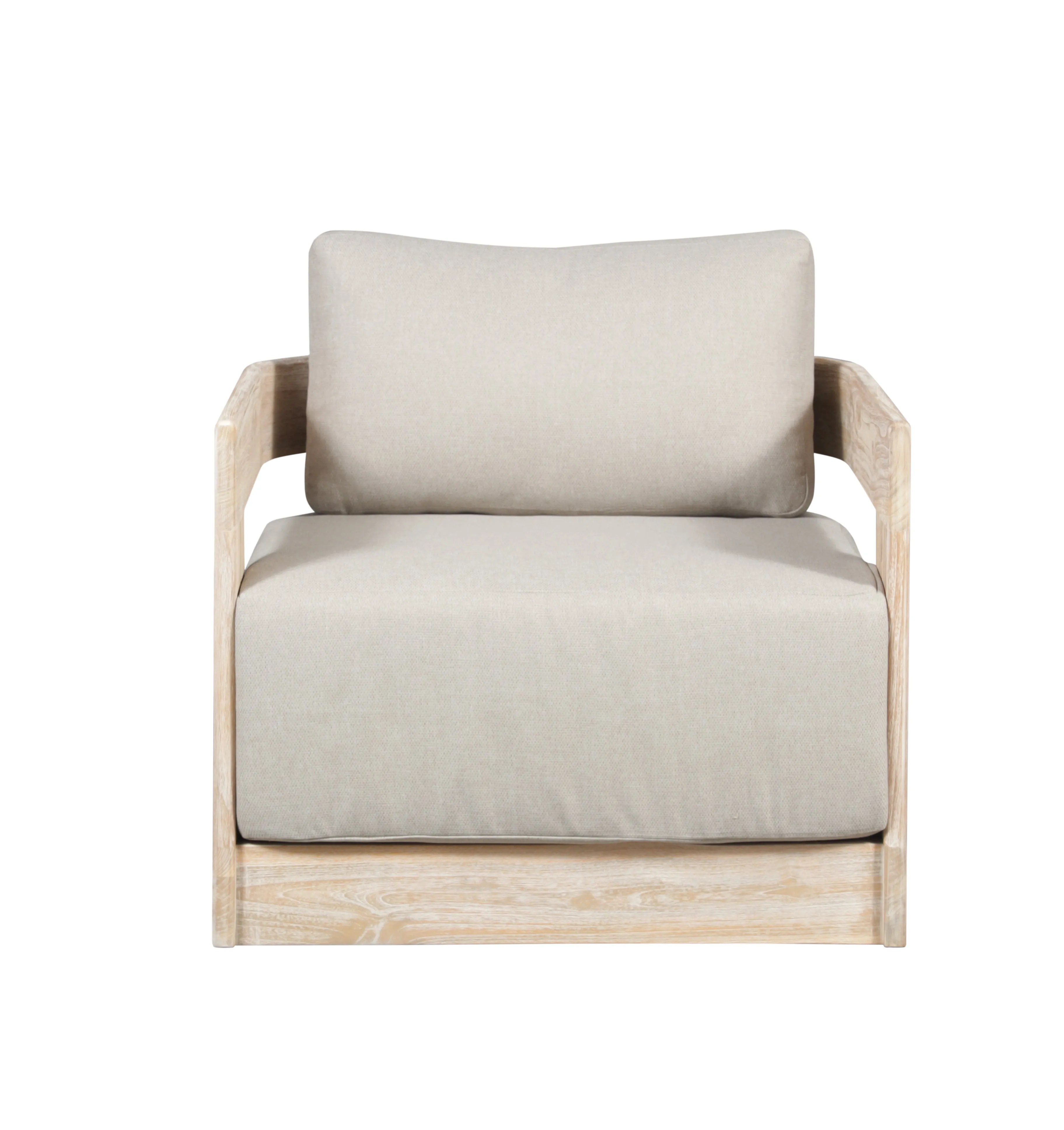 Paradiso Outdoor Teak Natural Look Swivel Chair - Gray Fabric