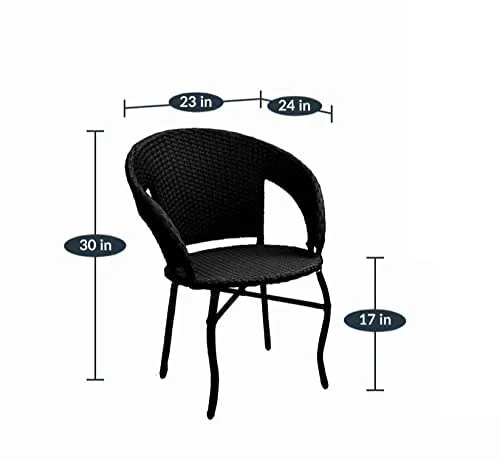 PRATHAM INDIA Beautiful Outdoor Garden Furniture Set for Coffee Table, Balcony Furniture, Office Furniture Patio Seating Set (Standard, Black(2 Chair 1 Table))