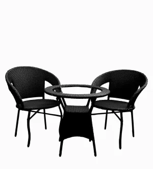 PRATHAM INDIA Beautiful Outdoor Garden Furniture Set for Coffee Table, Balcony Furniture, Office Furniture Patio Seating Set (Standard, Black(2 Chair 1 Table))