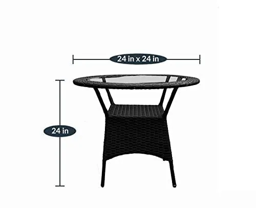 PRATHAM INDIA Beautiful Outdoor Garden Furniture Set for Coffee Table, Balcony Furniture, Office Furniture Patio Seating Set (Standard, Black(2 Chair 1 Table))