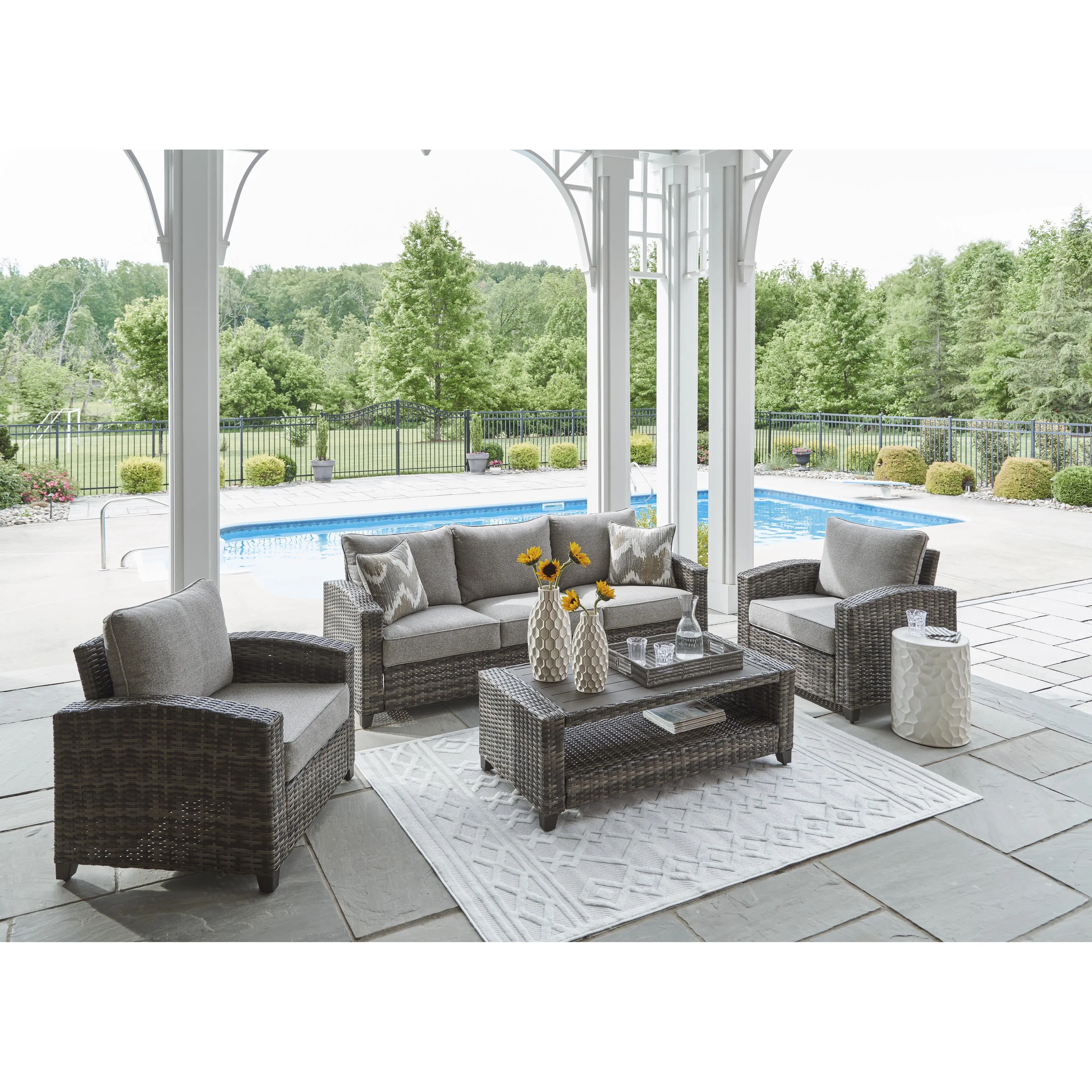 Signature Design by Ashley Oasis Court P335-081 Sofa/Chairs/Table Set