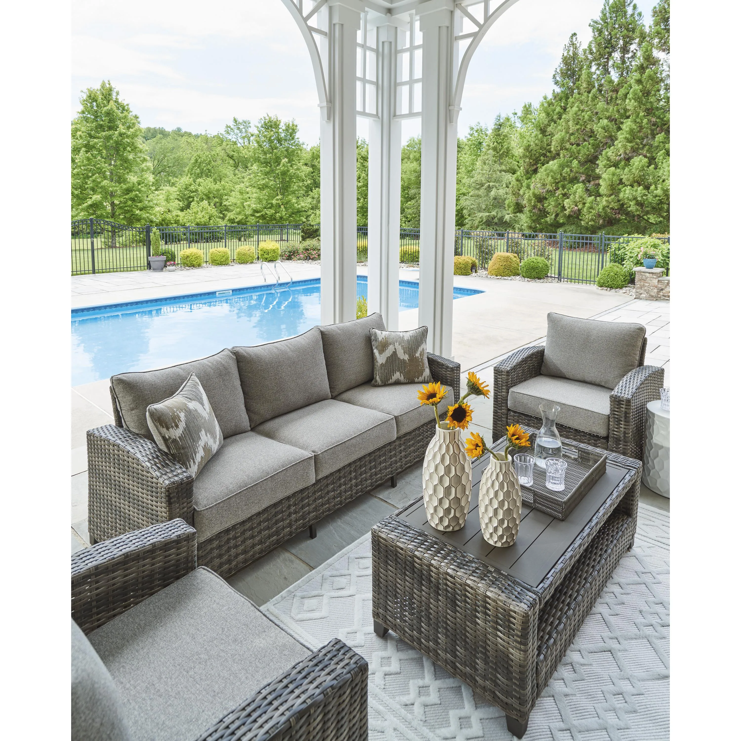 Signature Design by Ashley Oasis Court P335-081 Sofa/Chairs/Table Set