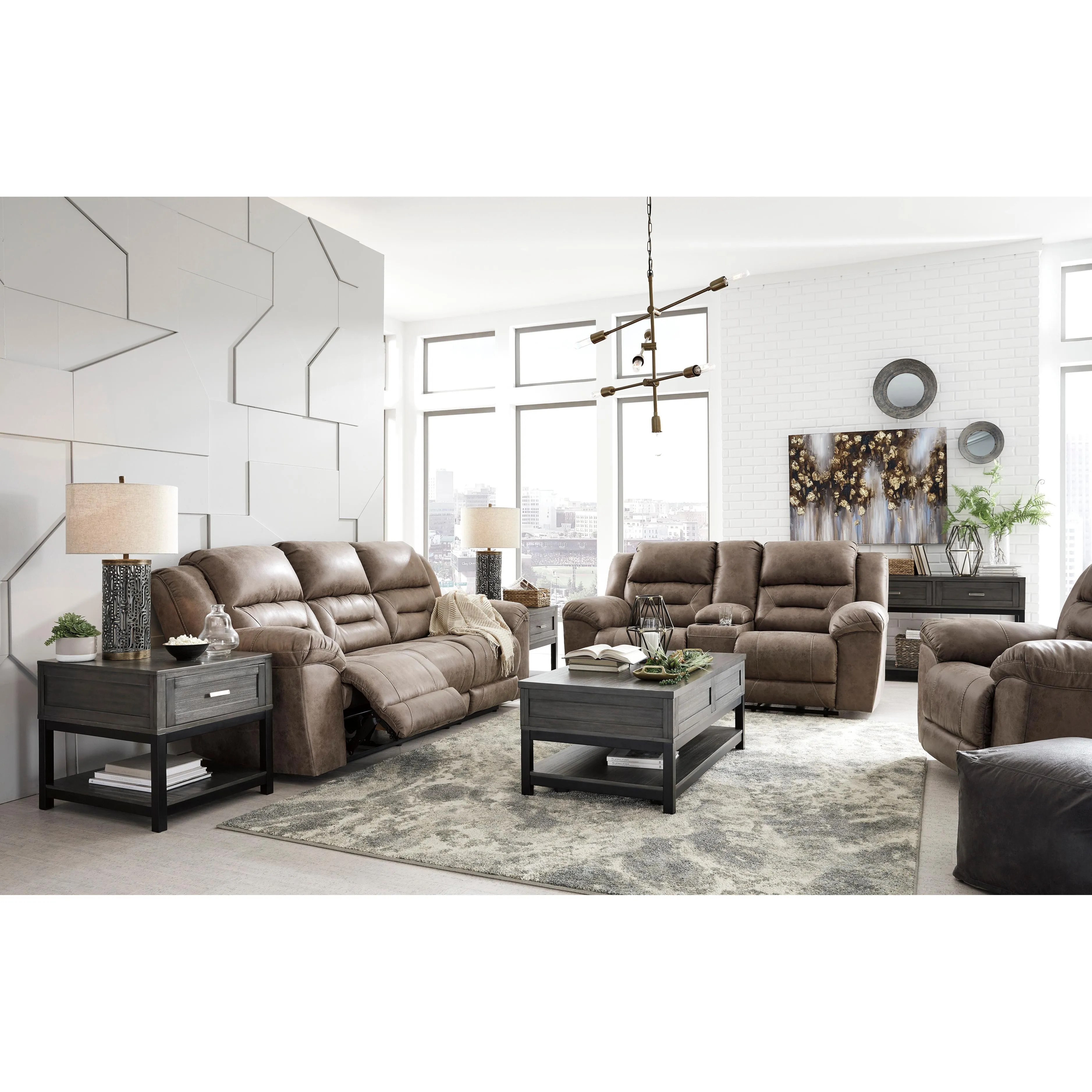 Signature Design by Ashley Stoneland Power Rocker Leather Look Recliner 3990598C