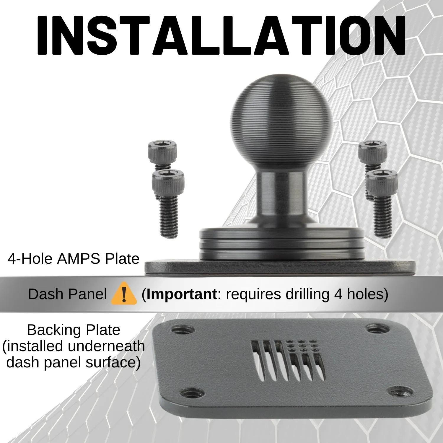 Tablet Holder with Mounting Arm   AMPS Mounting Plate with 20mm Ball
